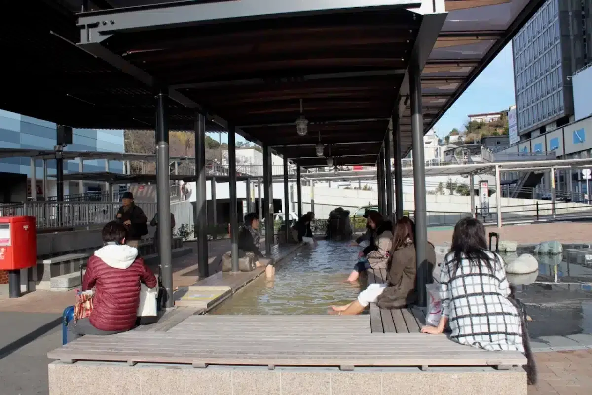 Atami free hot spring at station