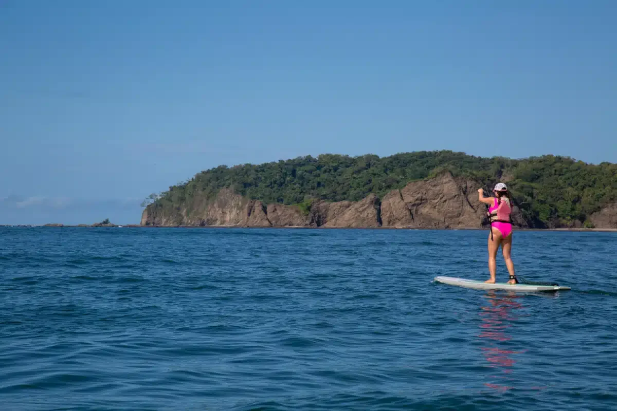 Paddleboarding in the Pacific at Playa Carrillo.