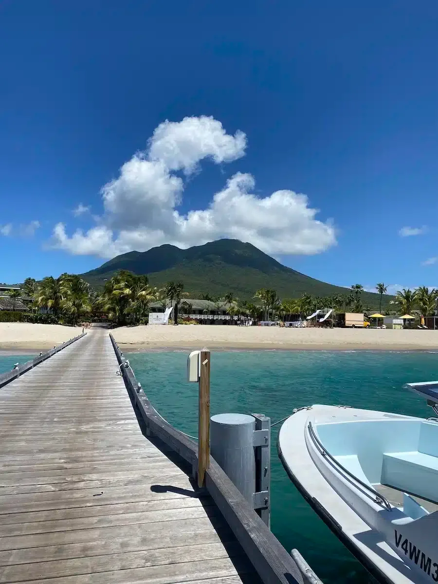 A Perfect Day in Nevis Nevis Peak from the Four Seasons Resort Nevis Pier.