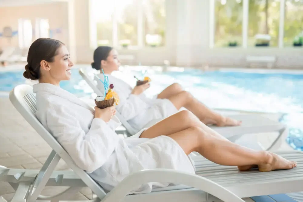 two women at a spa pool