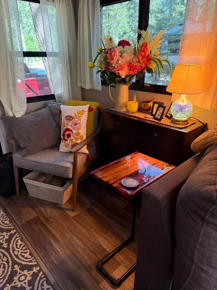 cozy reading nook in an RV