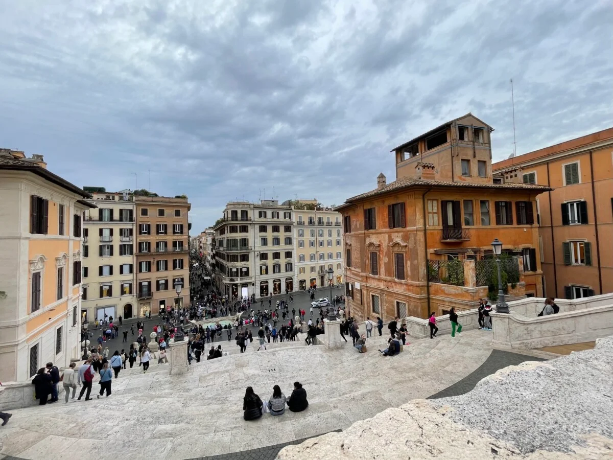 View down the Spanish Steps toward Trevi Fountain. Photo by Susan Lanier-Graham