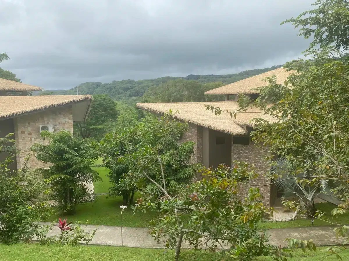Guest buildings at Hotel Nammbu where we stayed on our sober travel trip,